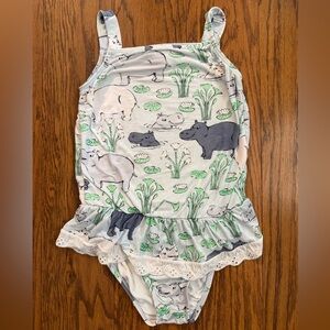 HTF The Beaufort Bonnet Company Hippo Print Swimsuit